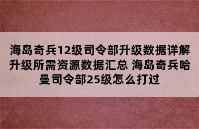 海岛奇兵12级司令部升级数据详解升级所需资源数据汇总 海岛奇兵哈曼司令部25级怎么打过